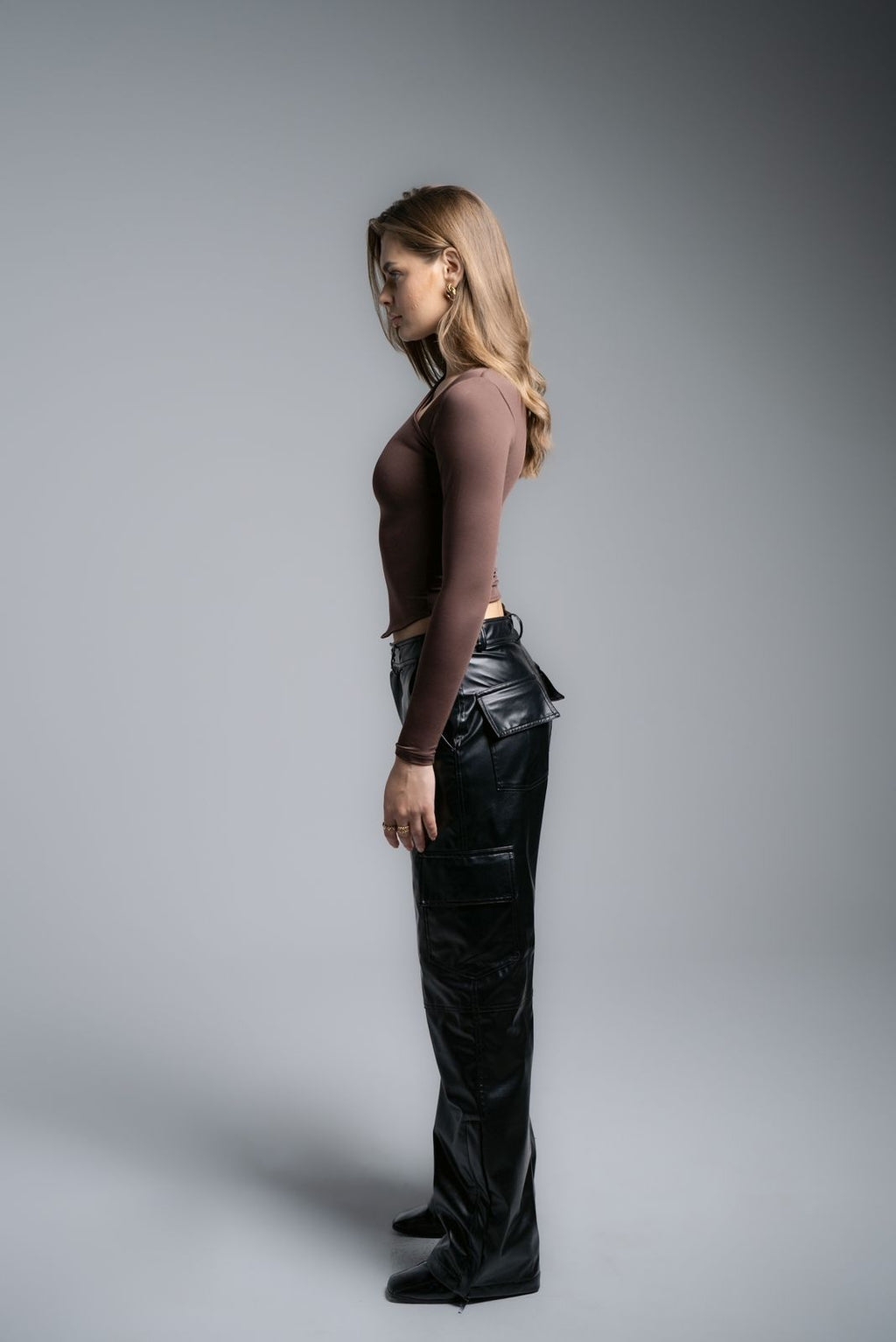 Lajj Asymmetrical long sleeve top-brown