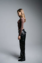 Lajj Asymmetrical long sleeve top-brown