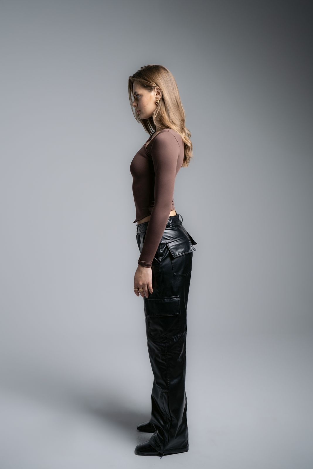 Lajj Asymmetrical long sleeve top-brown