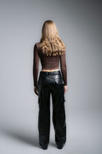 Lajj Asymmetrical long sleeve top-brown