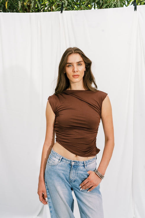 Everyday Asymmetrical Top – Brown