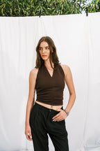LAJJ V-TOP IN BROWN