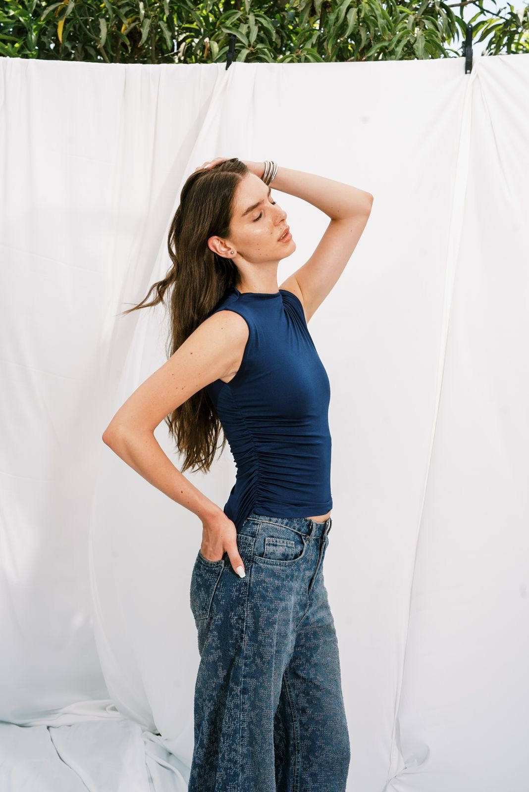 Everyday Asymmetrical Top – Navy Blue