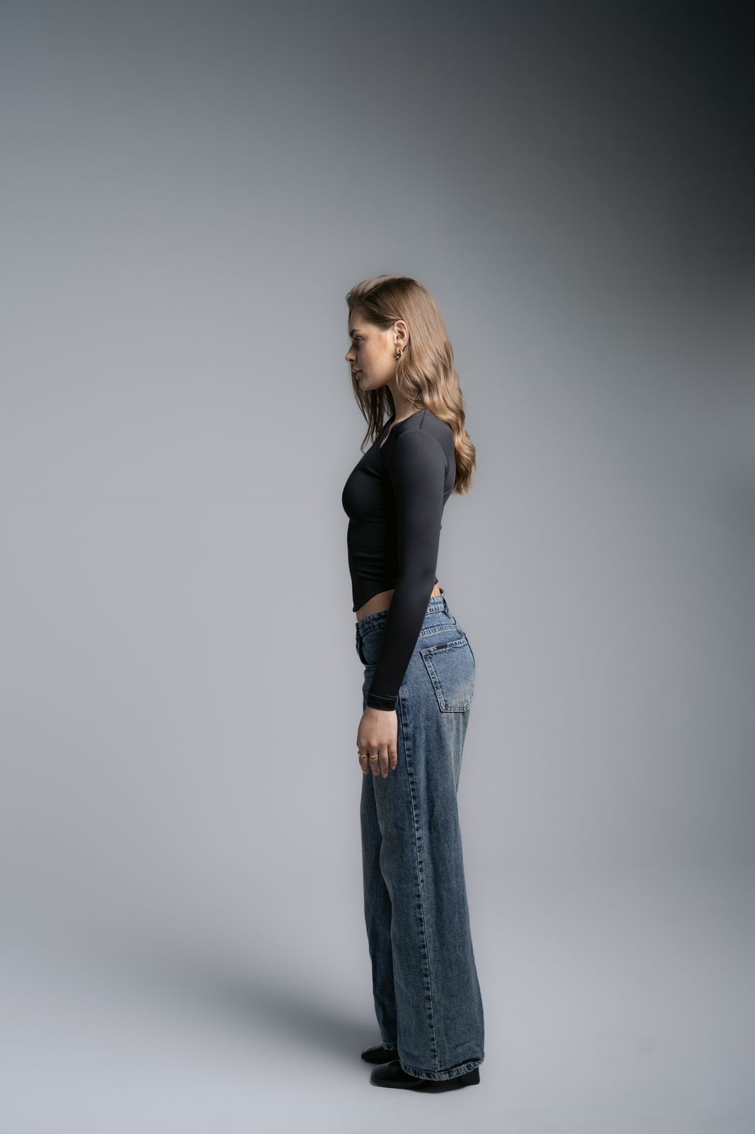 Lajj Asymmetrical long sleeve top-black