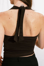 LAJJ V-TOP IN BROWN