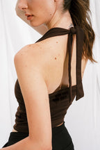 LAJJ V-TOP IN BROWN