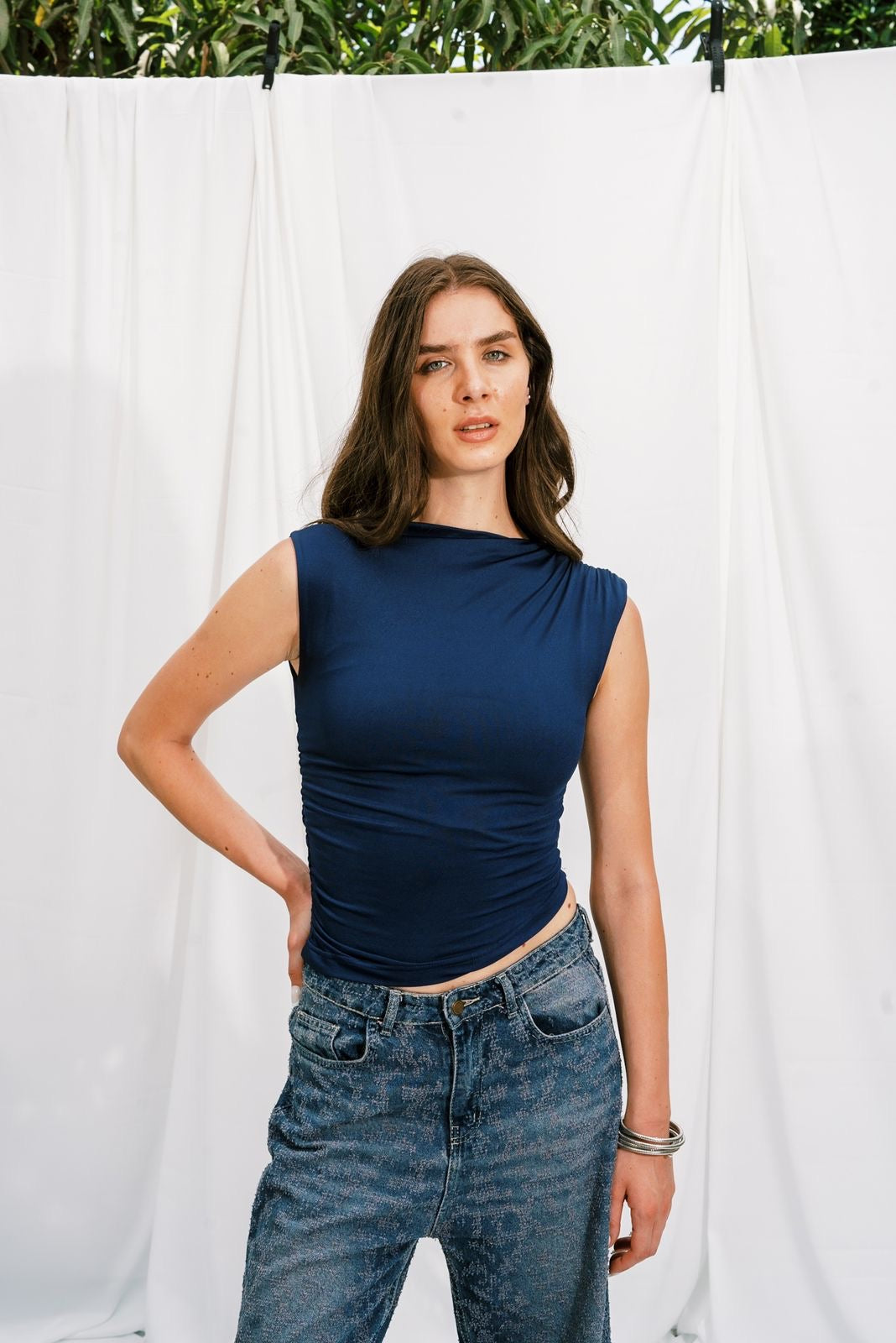 Everyday Asymmetrical Top – Navy Blue