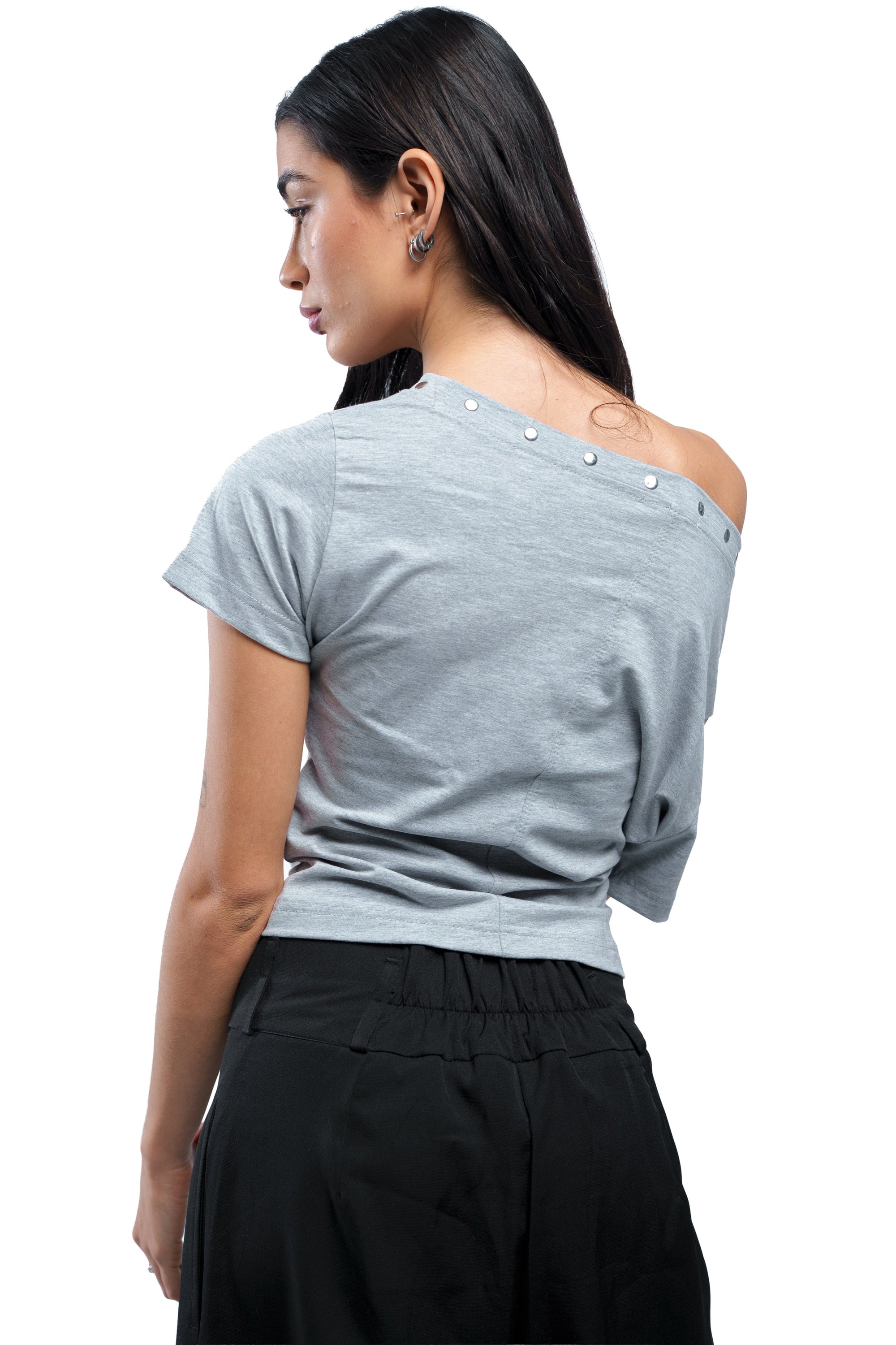 Lajj Studded Tee - Gray