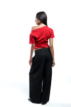 Lajj Studded Tee - Red