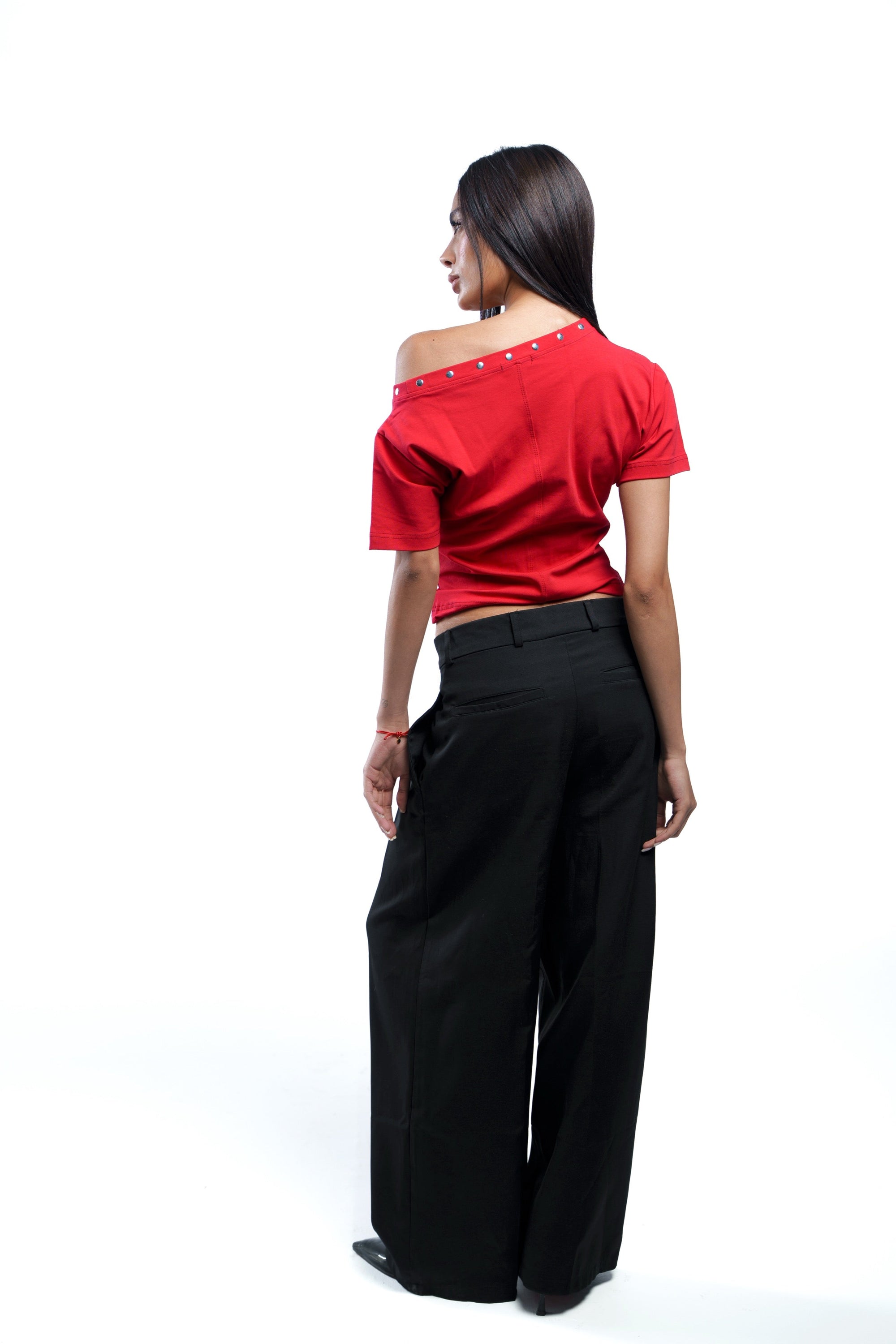 Lajj Studded Tee - Red