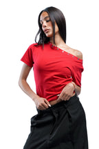 Lajj Studded Tee - Red
