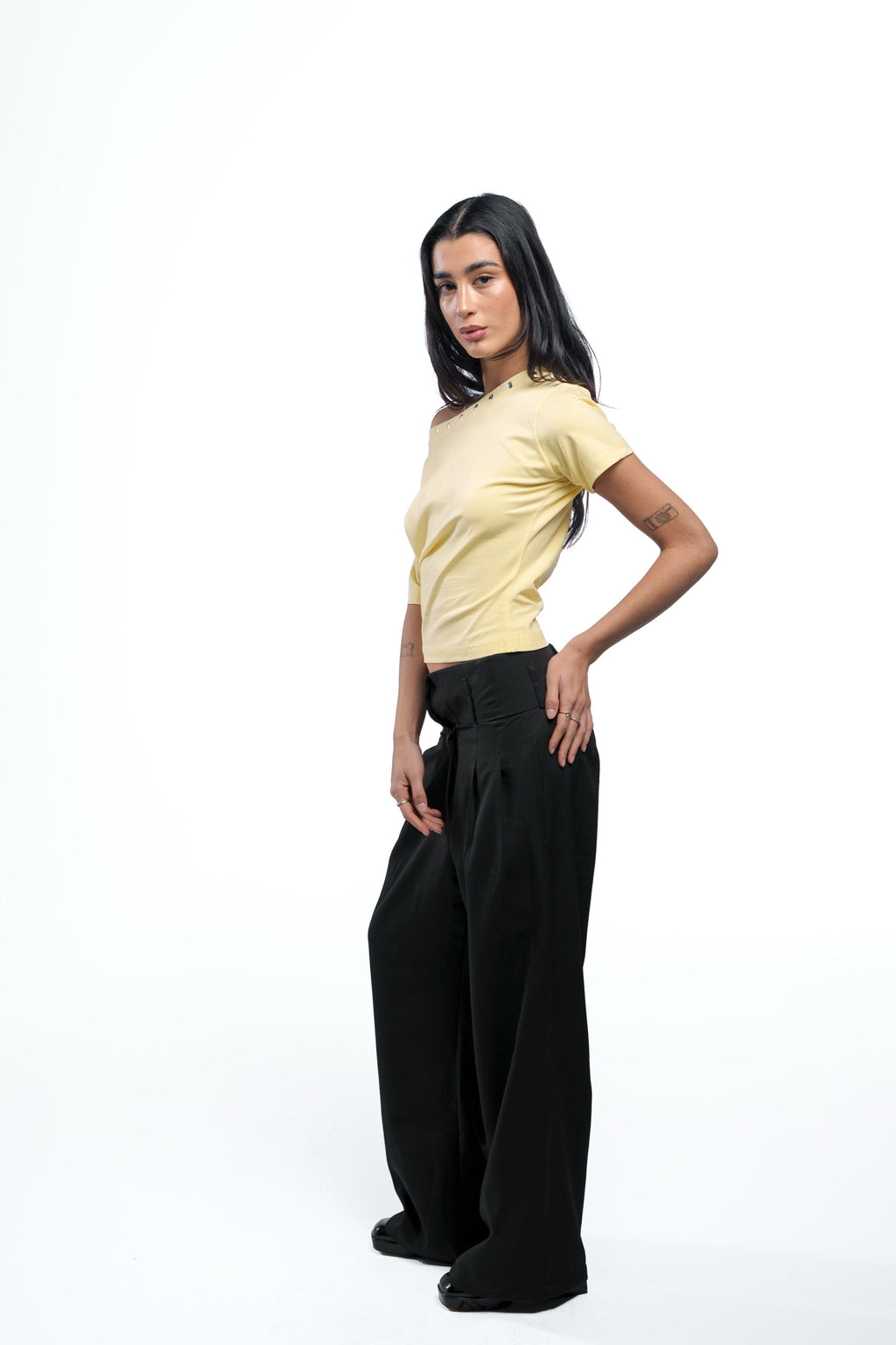 Lajj Studded Tee - Yellow