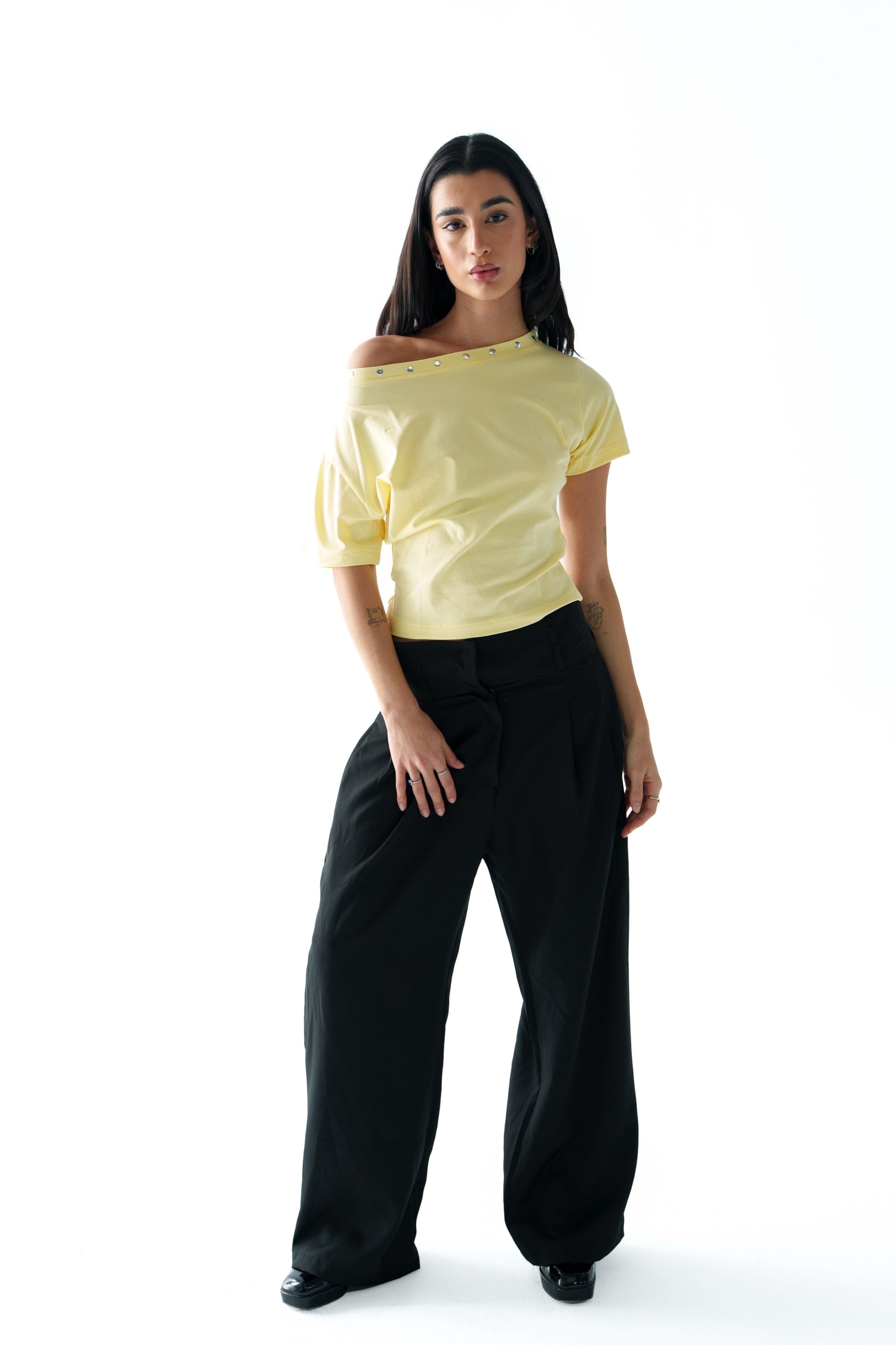 Lajj Studded Tee - Yellow