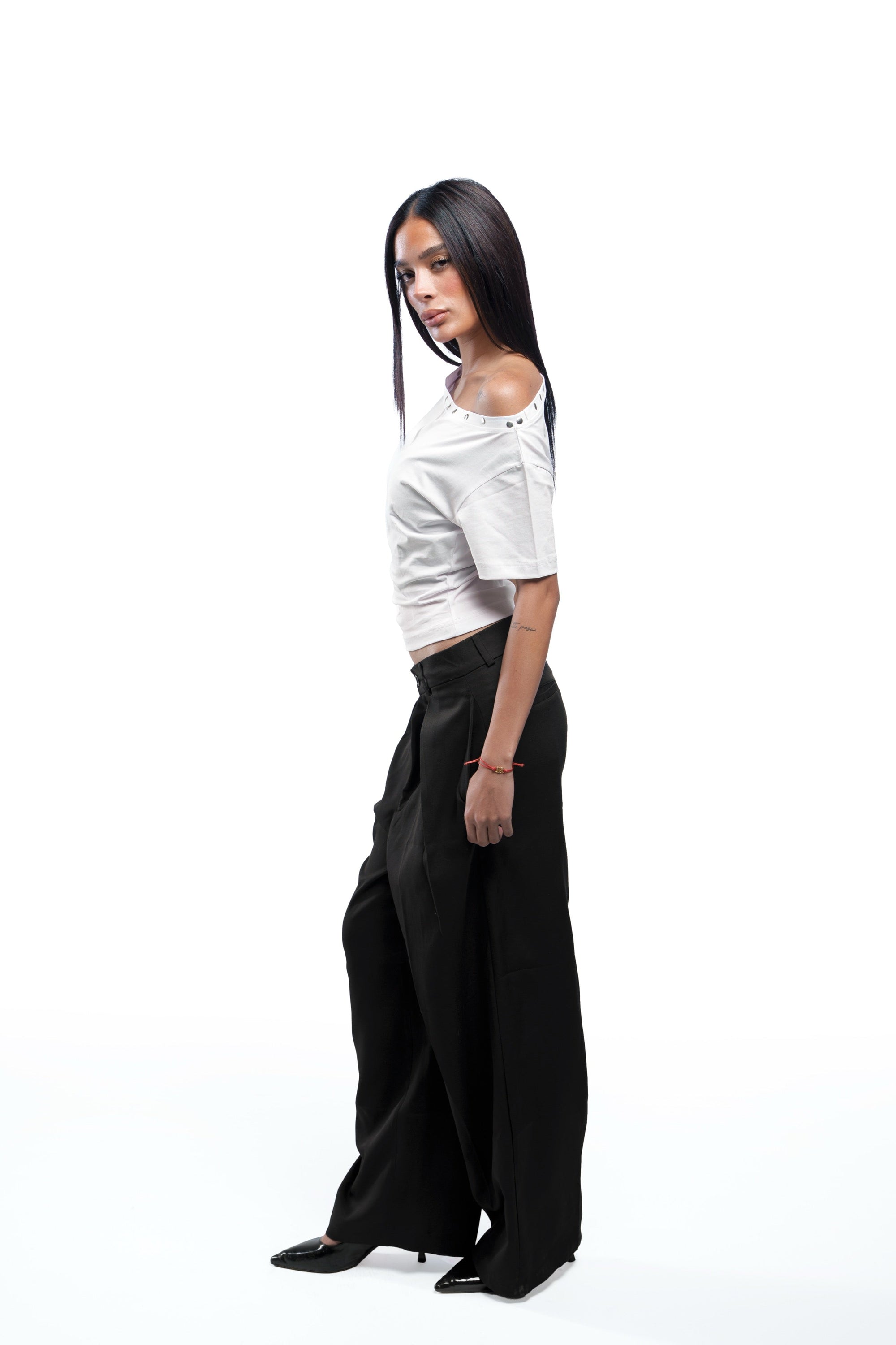 Lajj Studded Tee - White