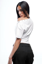 Lajj Studded Tee - White