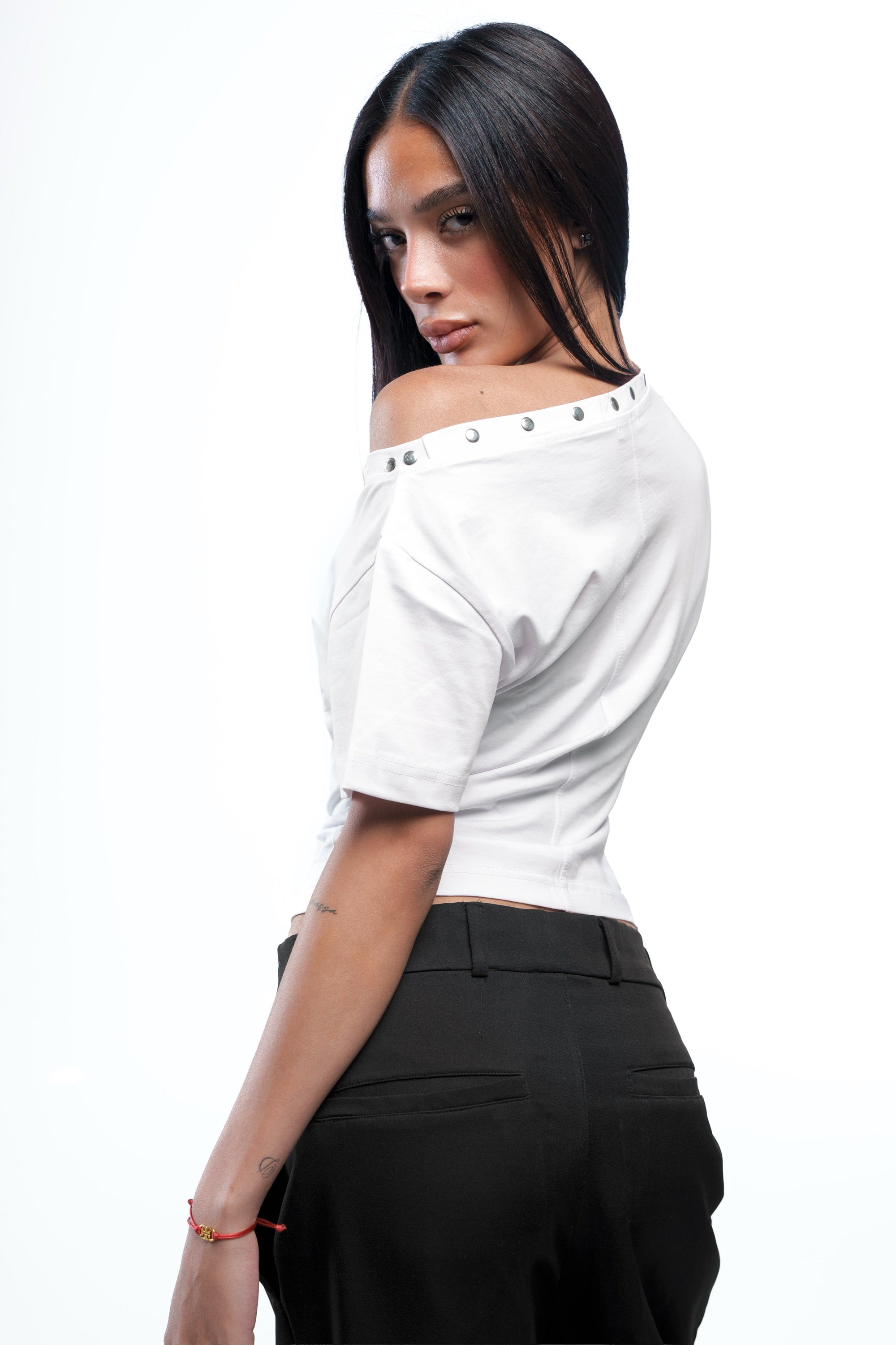 Lajj Studded Tee - White
