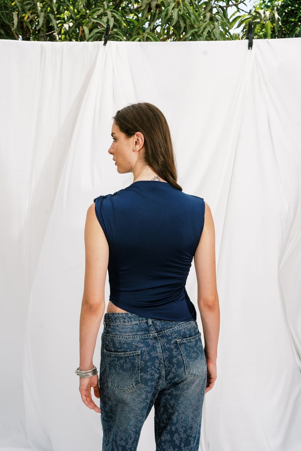Everyday Asymmetrical Top – Navy Blue