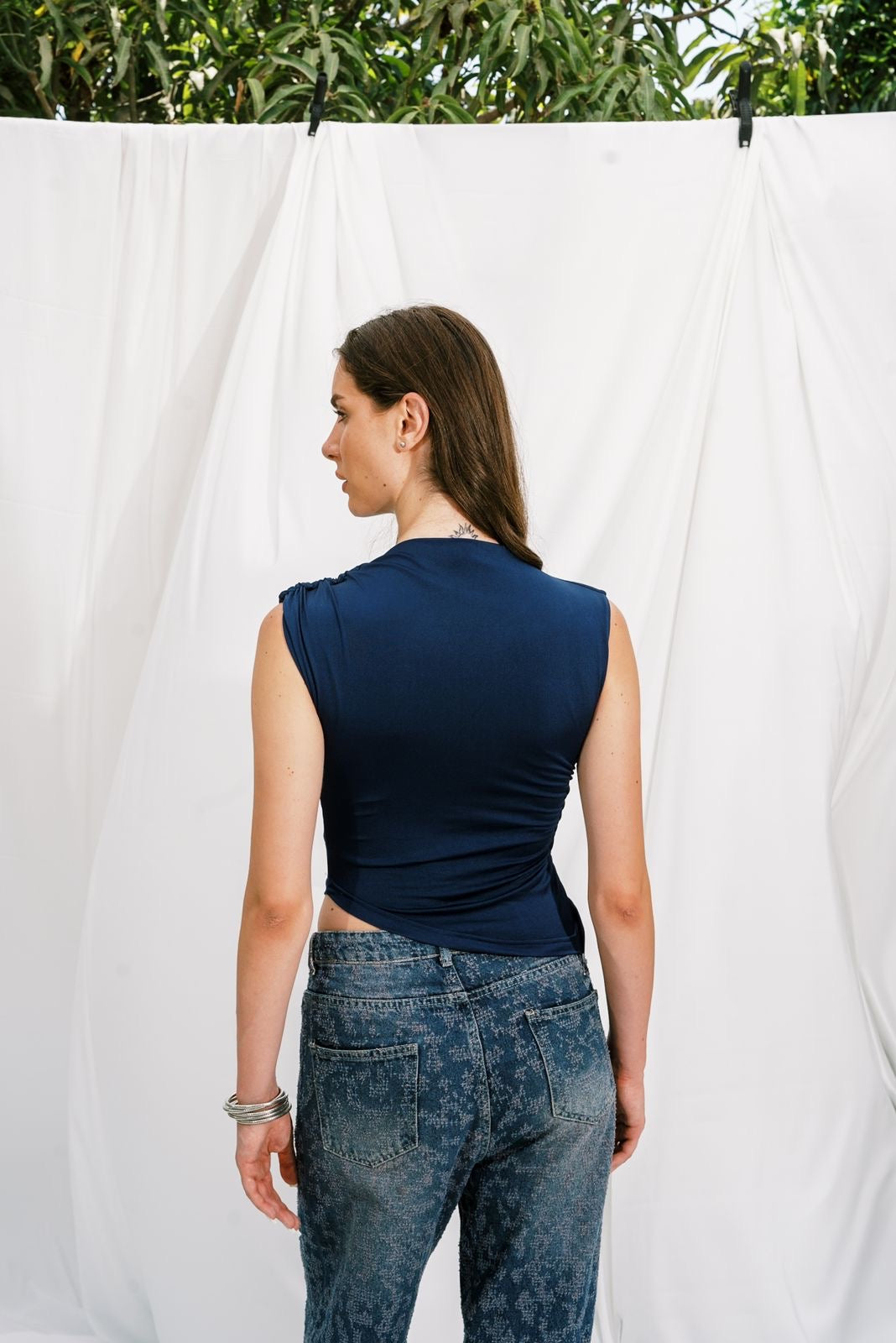 Everyday Asymmetrical Top – Navy Blue