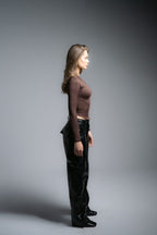 Lajj Asymmetrical long sleeve top-brown